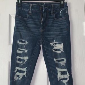 American eagle hi waisted 0 long new skinny jeans